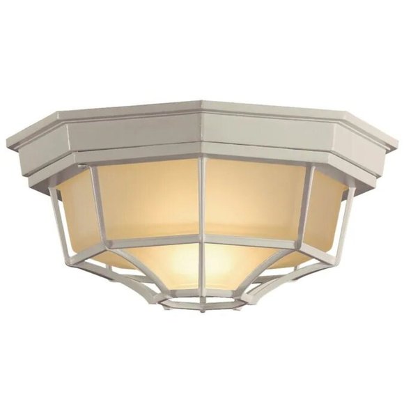 Portfolio White Outdoor Flush Mount Light NEW - Picture 1 of 3